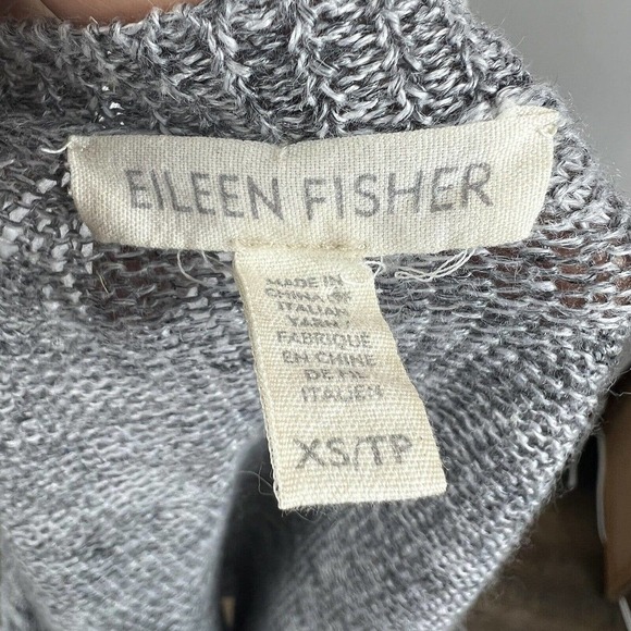Eileen Fisher Women's Deep V-Neck Linen Thin Knit Sweater XS/TP Gray Oversized - Picture 6 of 10
